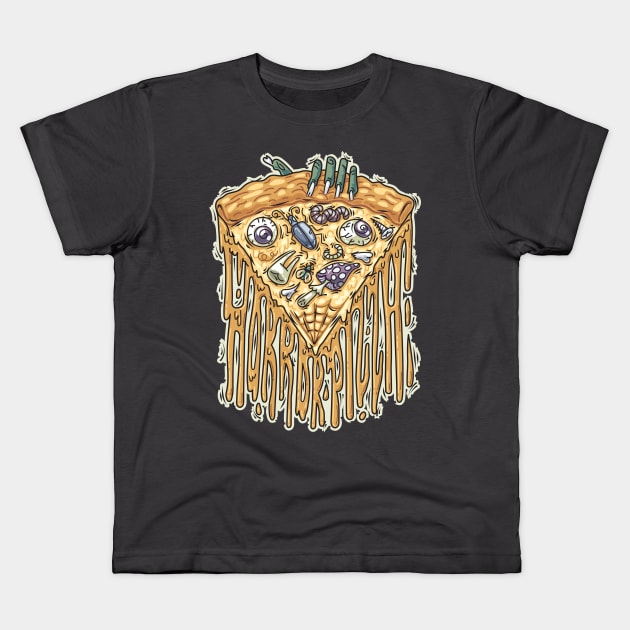 Zombie Hand with Horror Pizza Kids T-Shirt by Voysla